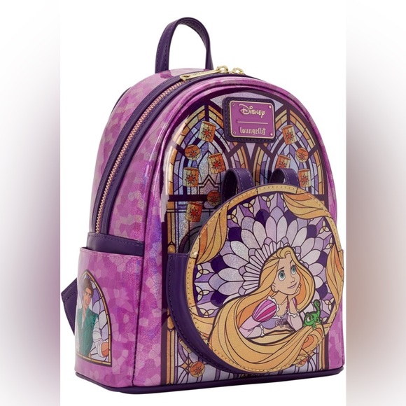 Loungefly Disney Princess Stained Glass Rapunzel Tangled Backpack and Ears NWT - Picture 4 of 10